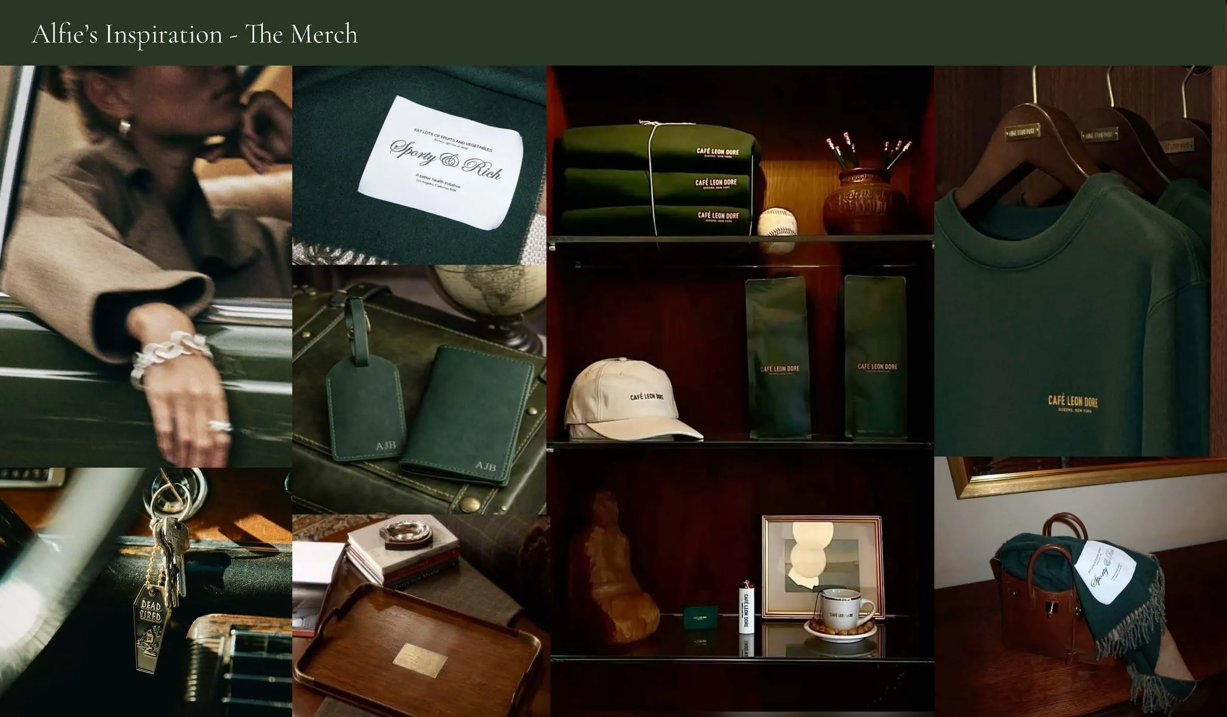 Moodboard for Alfie's branded merchandise