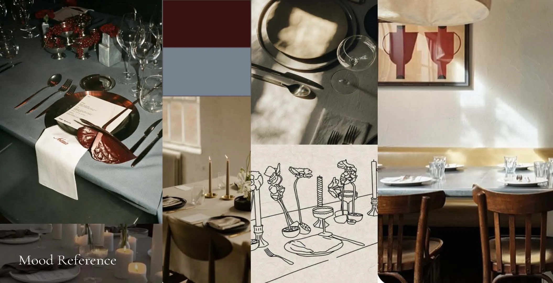 Mood reference collage of table settings