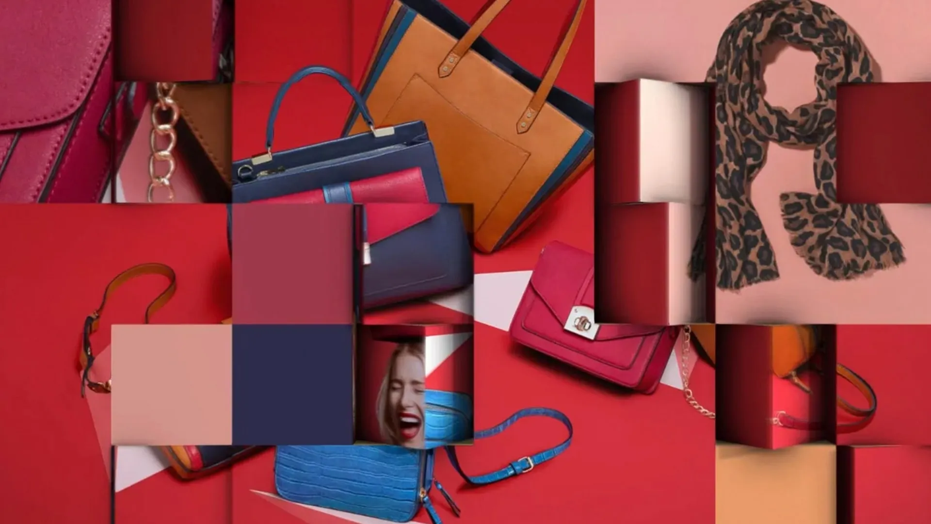 Bags and scarves shown in the generative tile animation