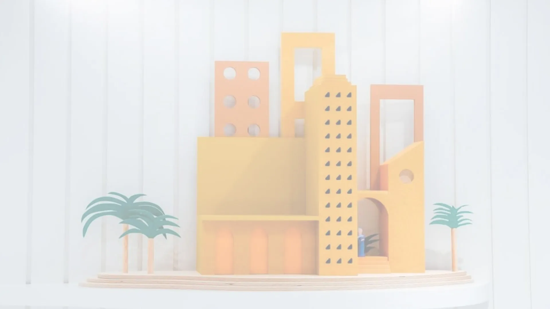 A playful model of a colourful town on display