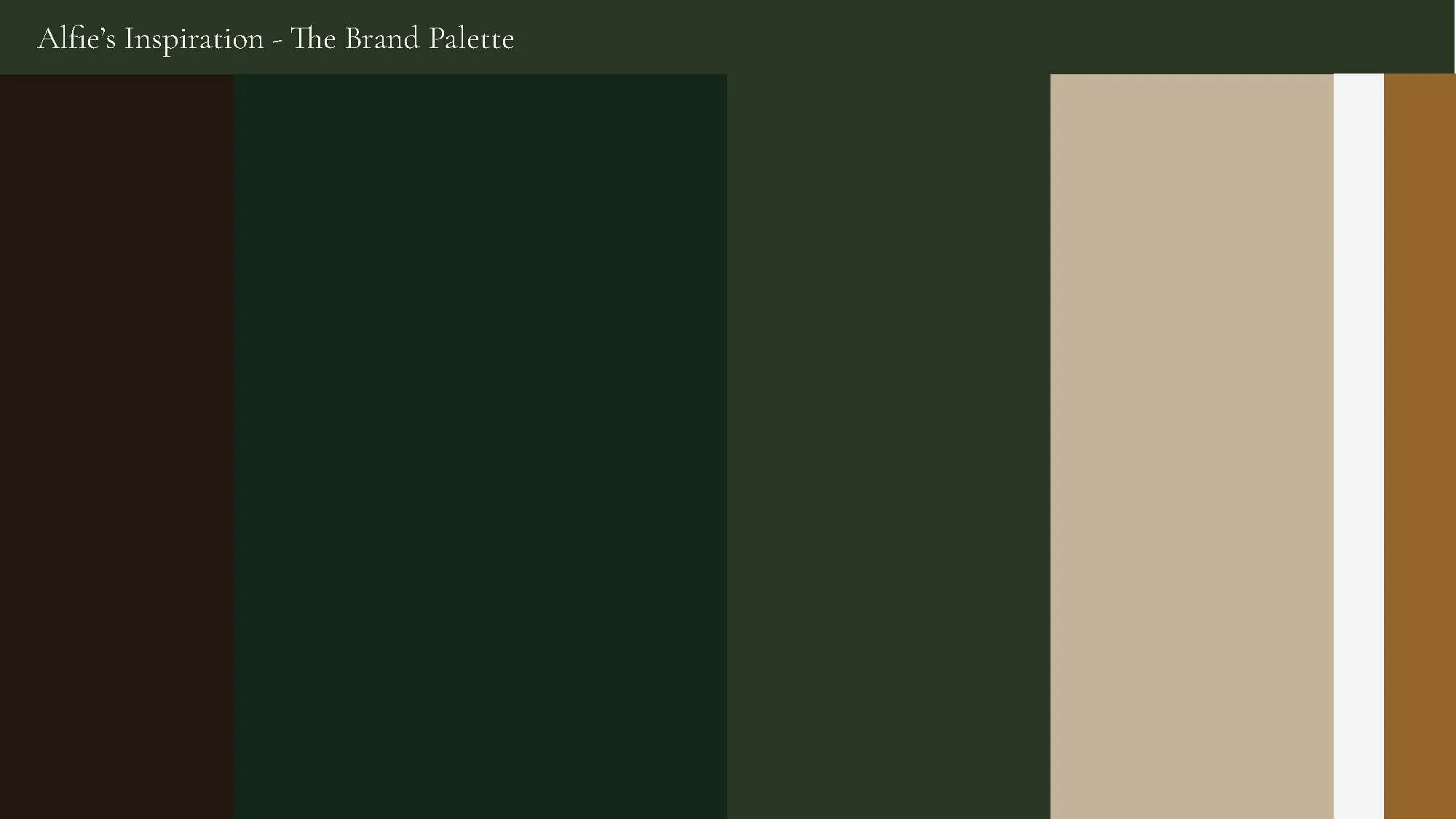 The Alfie's colour palette of deep green, brown and stone