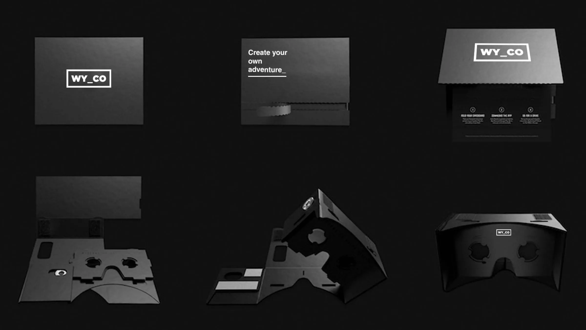 WYCO packaging and VR viewer, flat and assembled