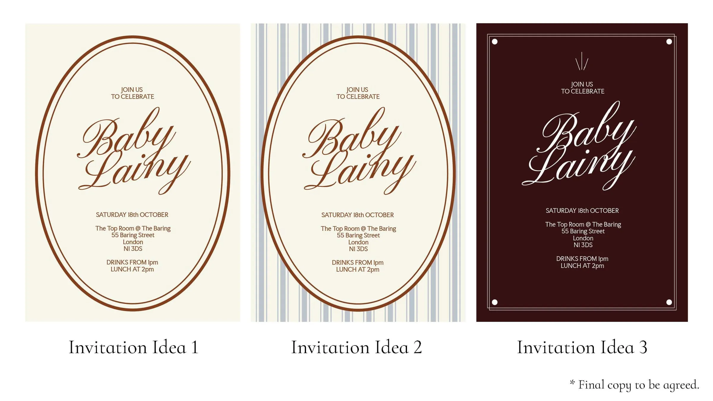 Invitation ideas one to three