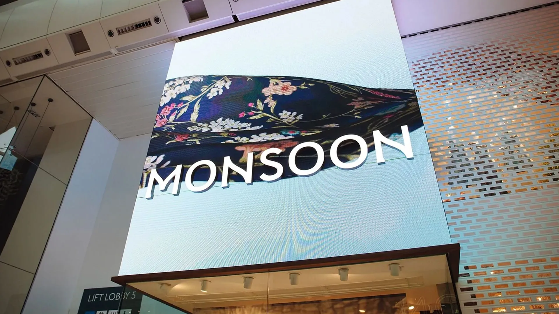 A floral pattern flowing across the Monsoon digital display