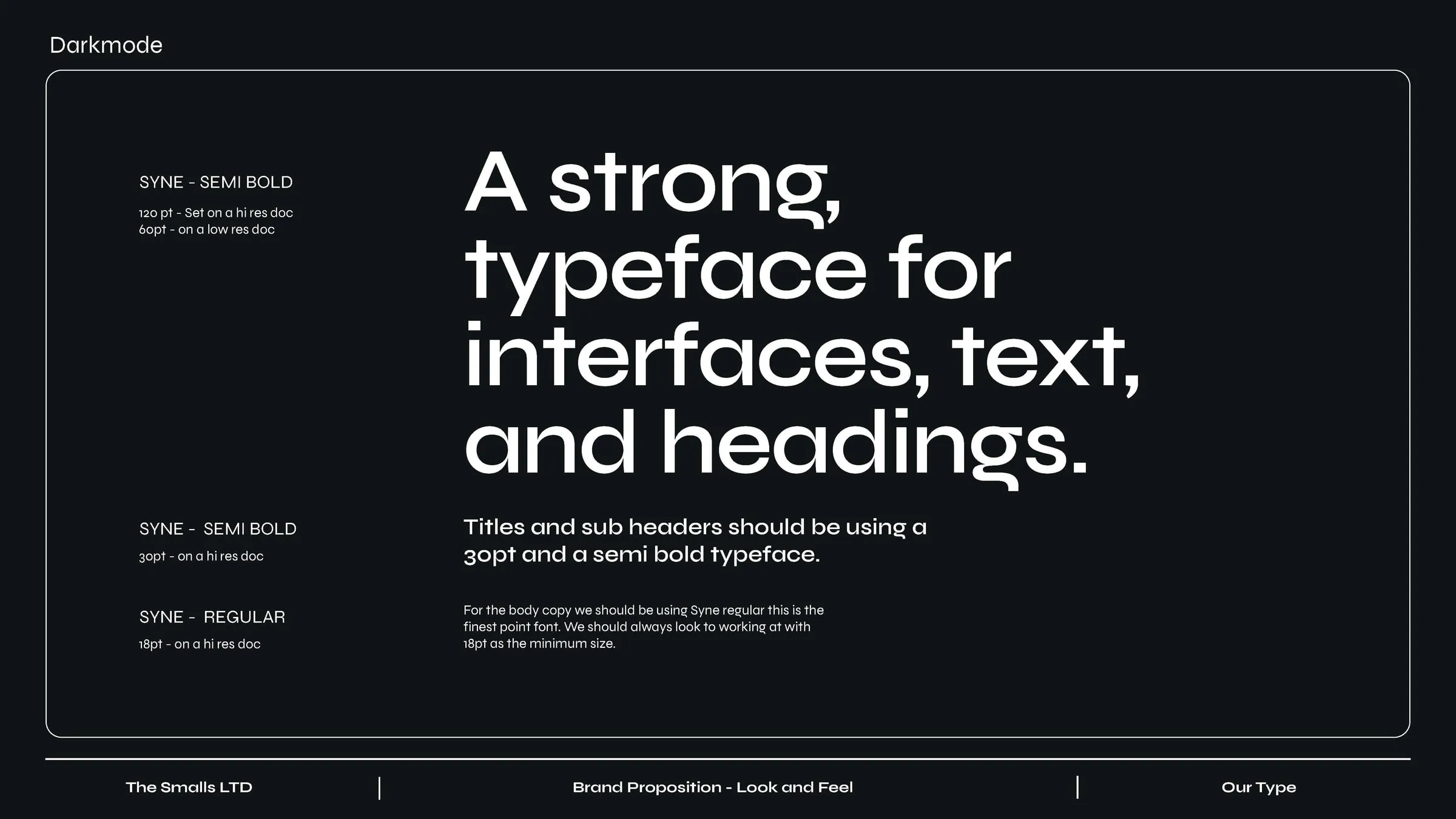 Typography specimen on black