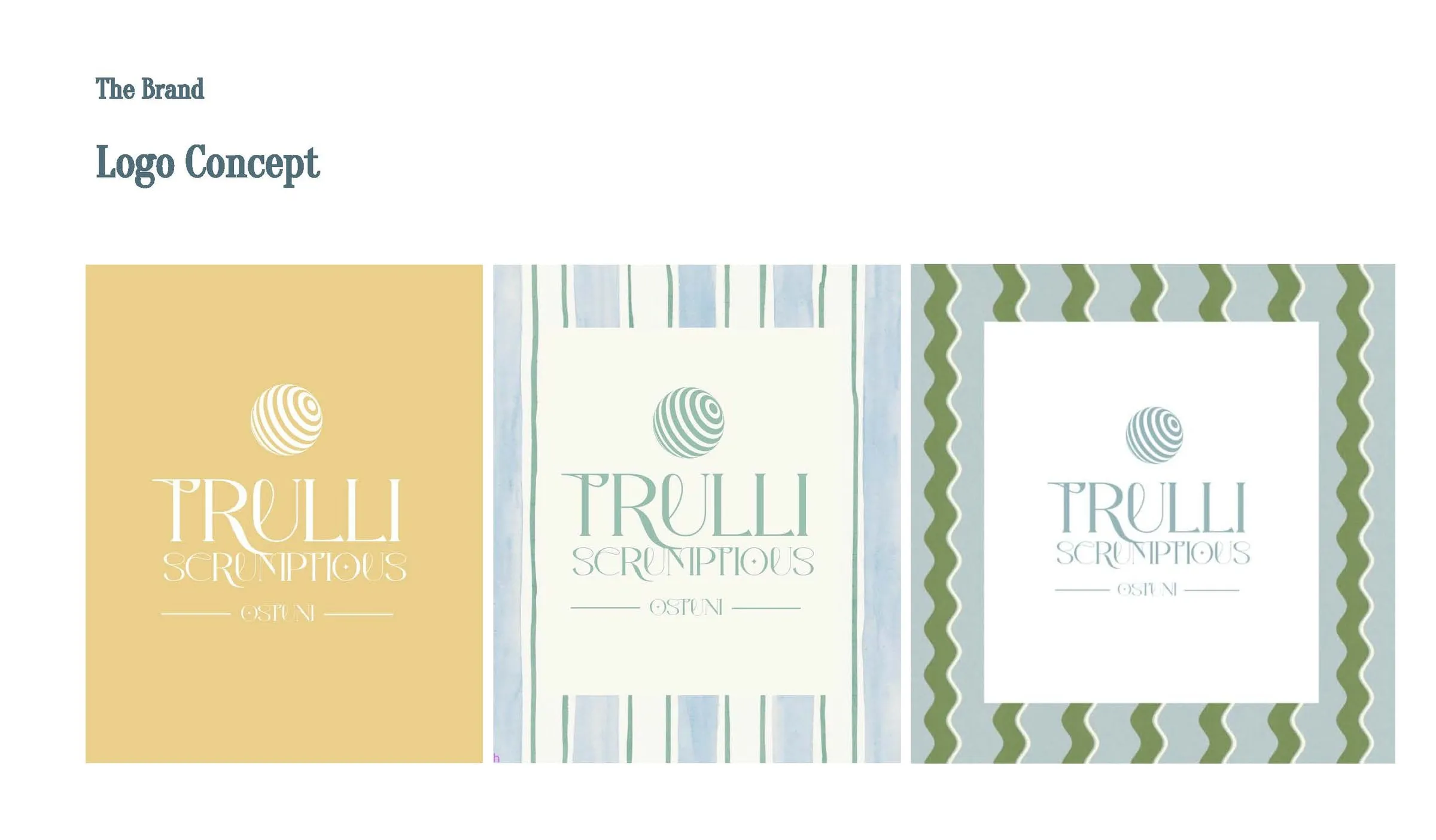 The logo on striped and coloured backgrounds