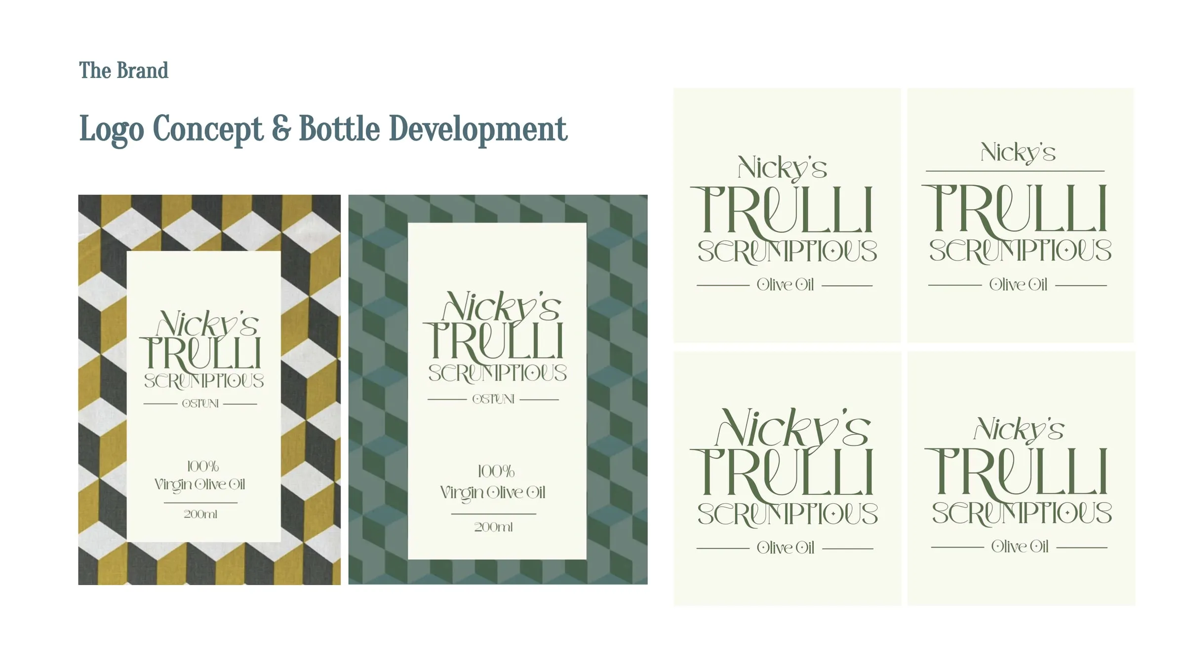 Label designs for the olive oil tins
