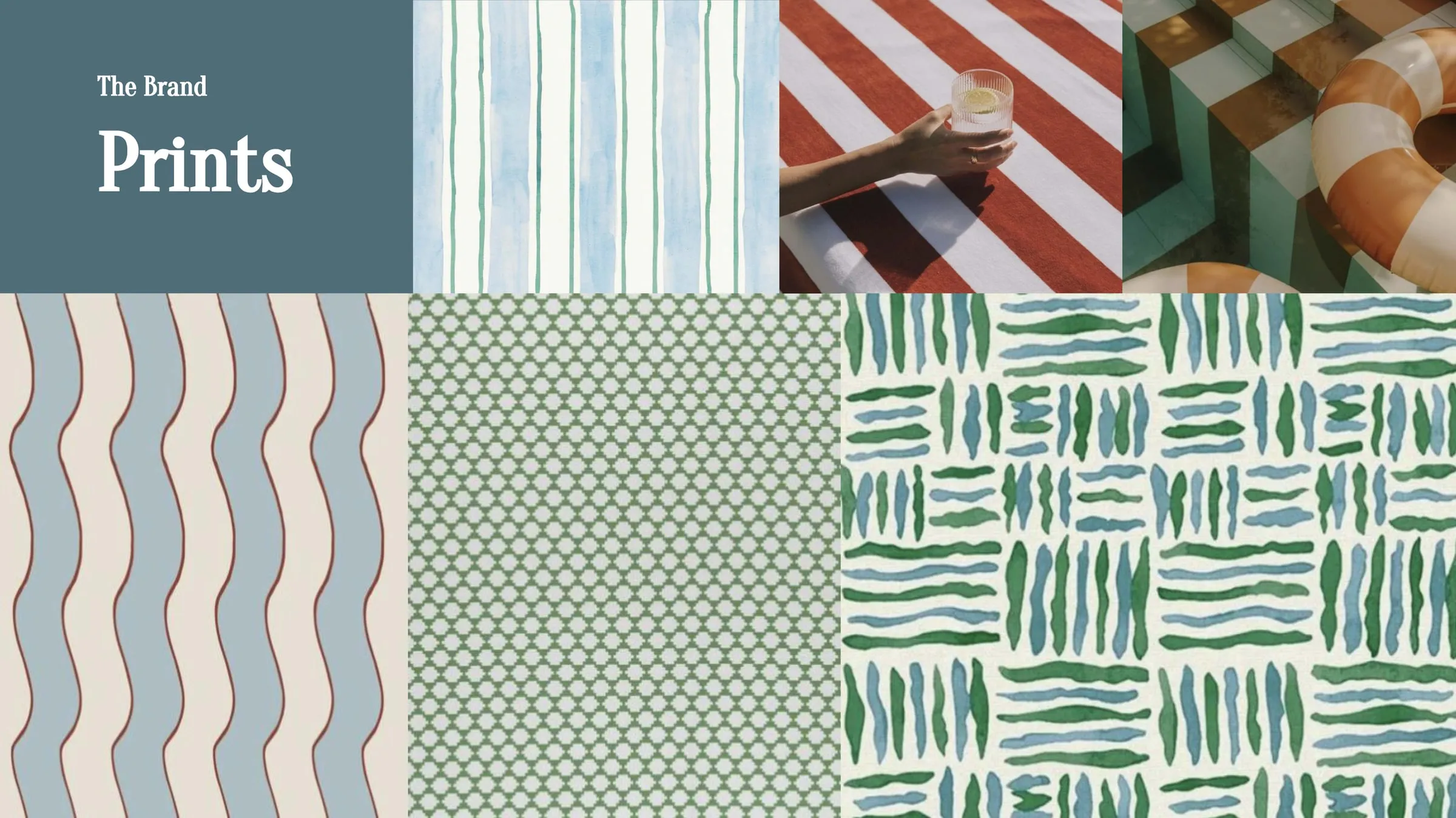 Brand print patterns in stripes, waves and checks