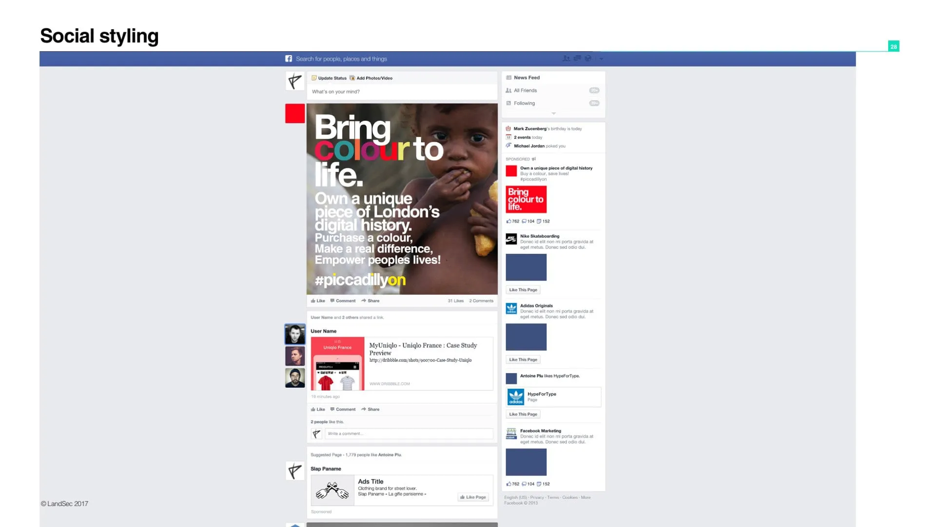 The campaign shown on a social media page