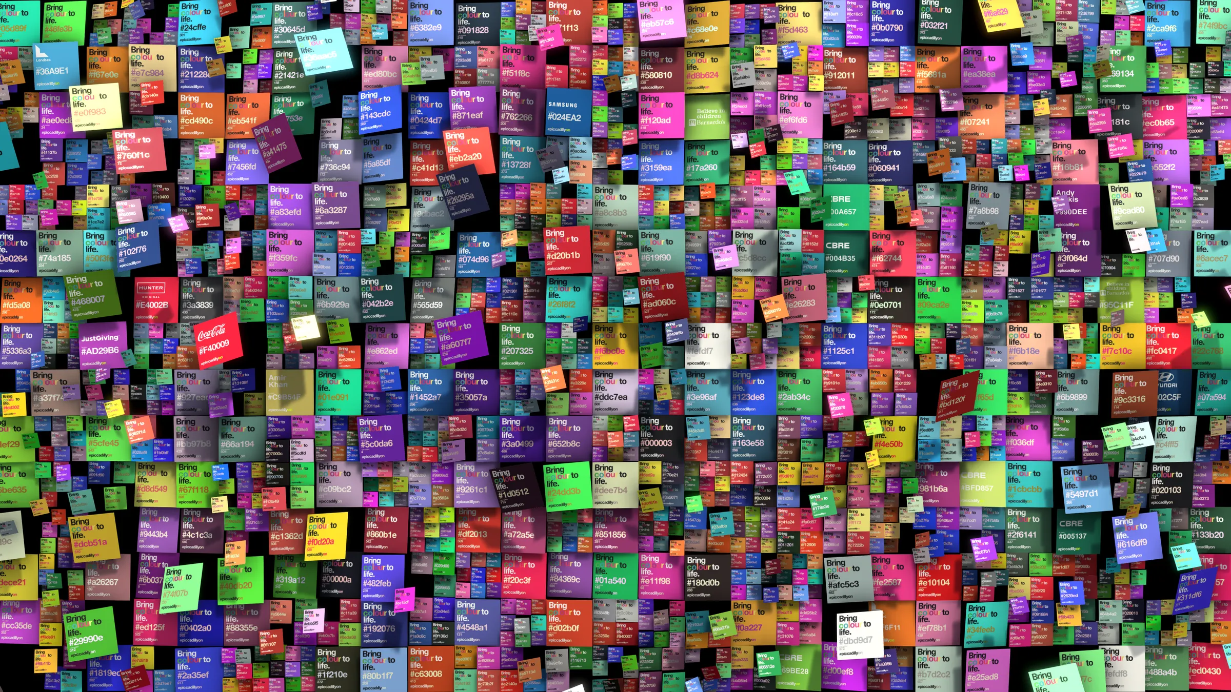 A dense mosaic of thousands of sponsored colour chips