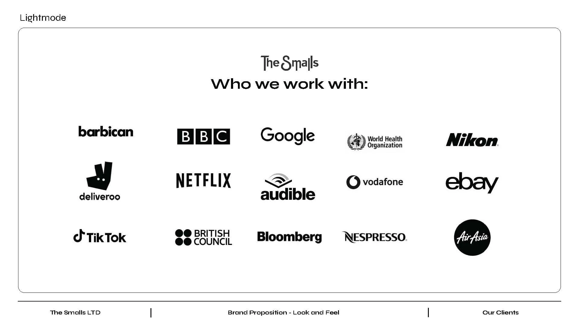 Client logos presented in the new brand style